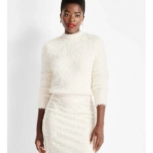WOMEN'S CREWNECK EYELASH SWEATER-FUTURE COLLECTIVE CREAM S, FREE SHIPPING